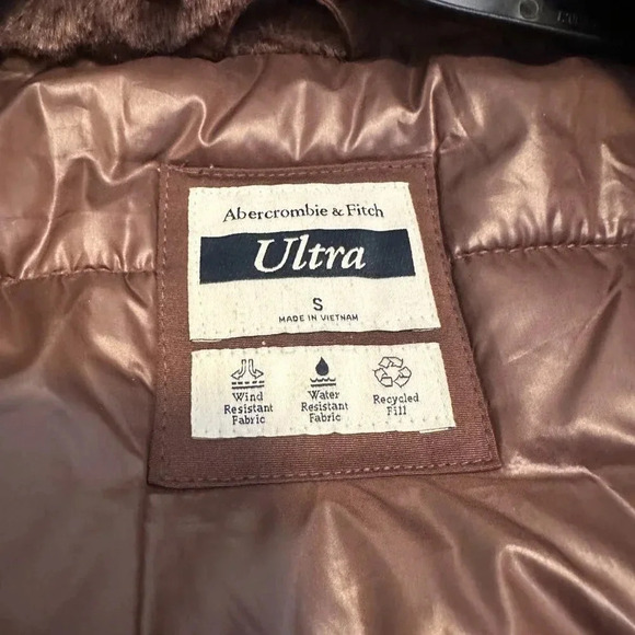 Abercrombie & Fitch Ultra Tech Puffer Coat in Chocolate Brown Size Small - Picture 7 of 10